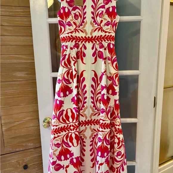 Boden Lauren Cotton Midi Dress Poppy Red Elaborate Flora 6 R NWT - Picture 10 of 14